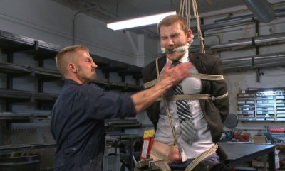 Businessman bound and fucked