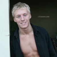 Blonde college jock stroking his huge dick - Picture 2