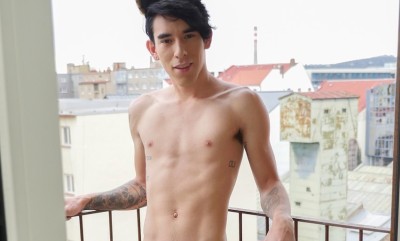 Roman Capellini naked on the balcony