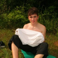 Lucas shows his uncut dick outdoor - Picture 4