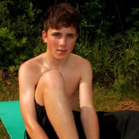 Lucas shows his uncut dick outdoor - Picture 5