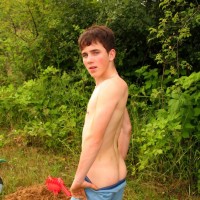 Lucas shows his uncut dick outdoor - Picture 9
