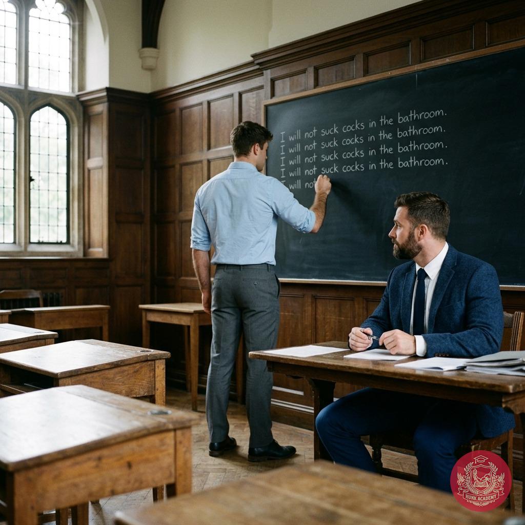 In the hallowed halls of prestige, our young gentleman learns the art of submission—one forbidden taste at a time....