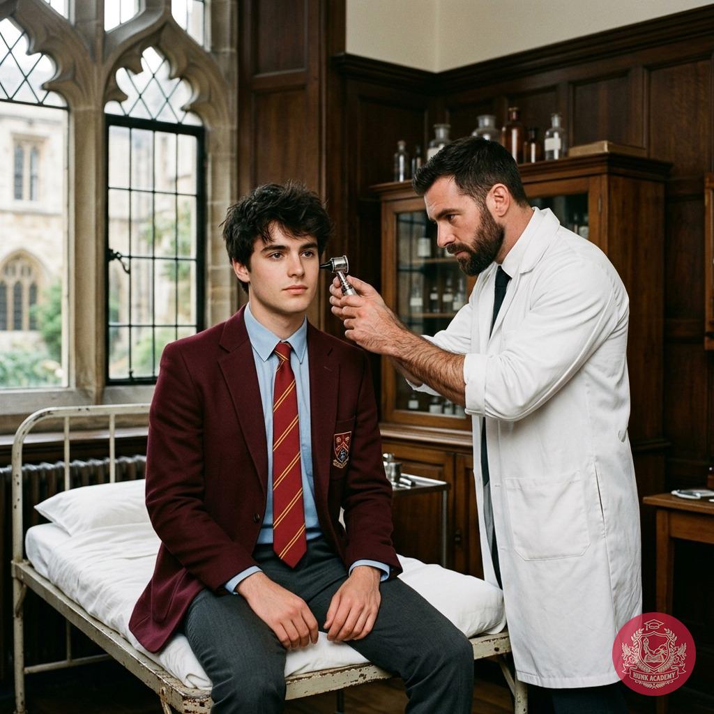 Elegance meets discipline at the academy. The doctor’s hands, precise yet intimate, explore every contour of his perfect...