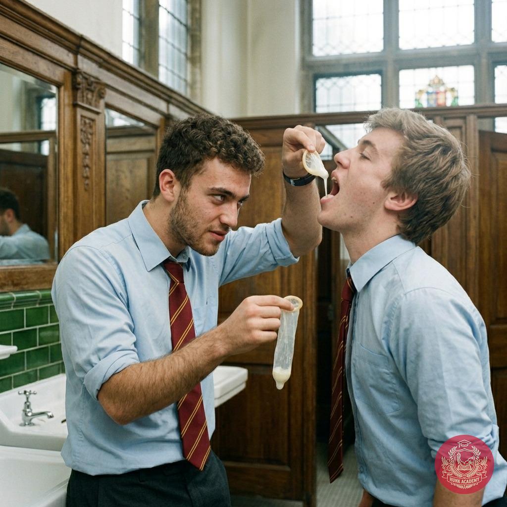 Unbuttoned uniforms, flushed fantasies. The echo of locker doors hides what happens next. #discipline #toilet