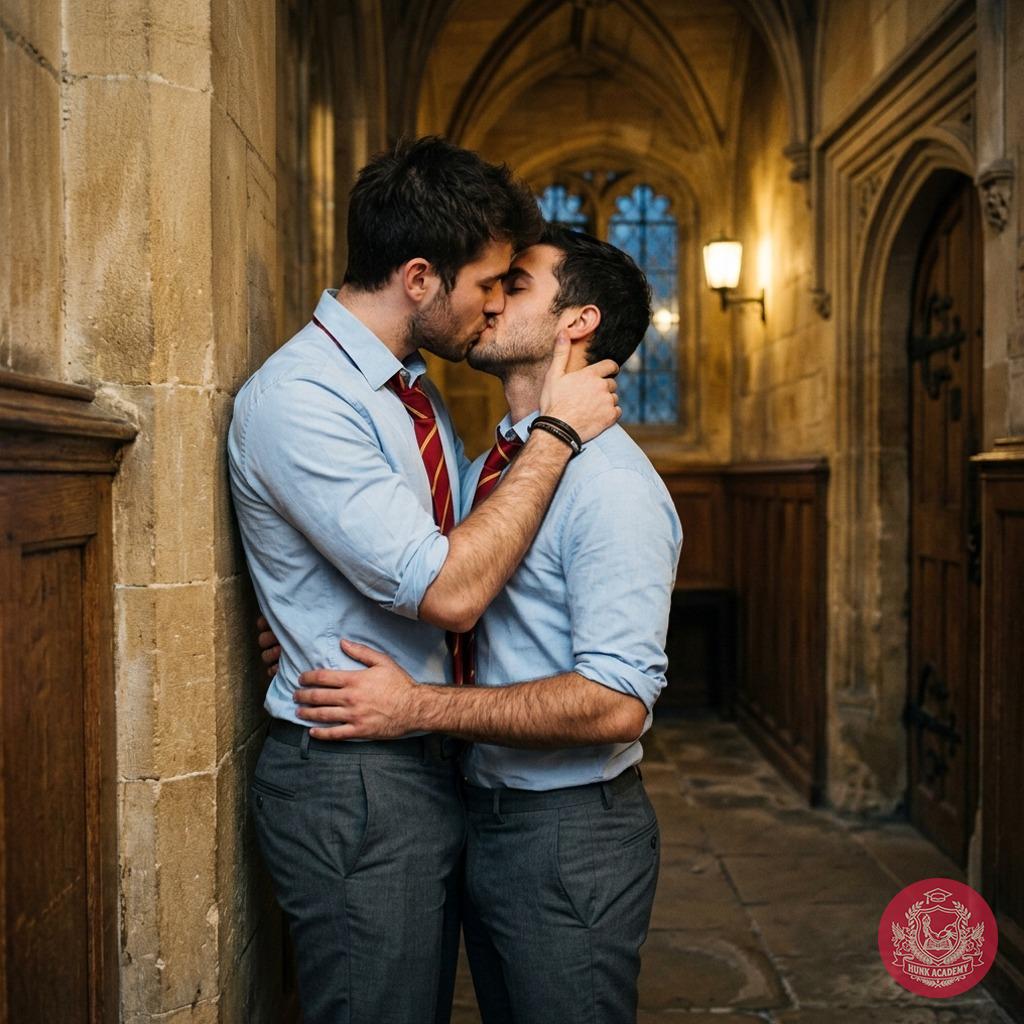 In the hallowed halls of prestige, two souls collide—lips meet in a kiss that whispers of forbidden desires. The academy’s...
