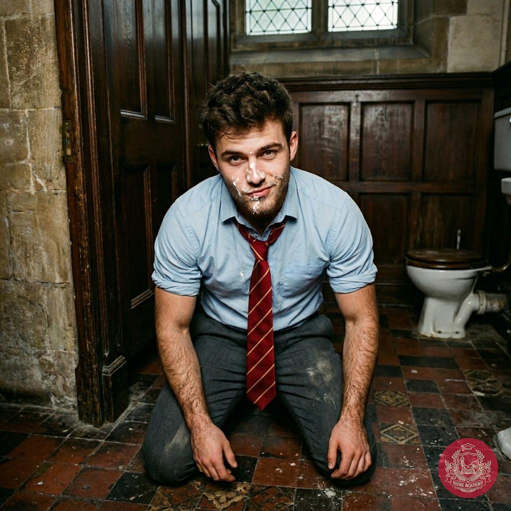 Just left the bathroom after worshipping that perfect cock—face still glistening with his cum. The elite academy’s halls...