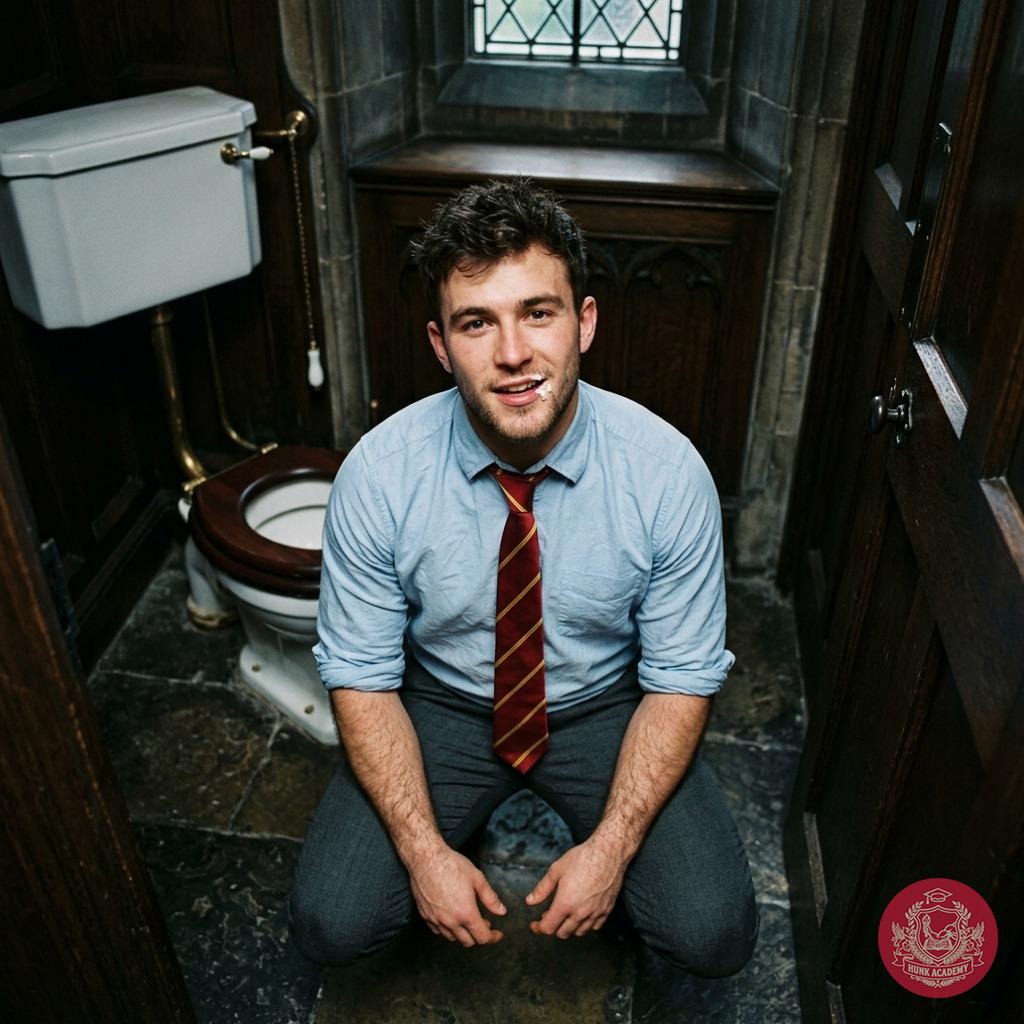Just left the academy’s bathroom with cum dripping down my face. Pride in every drop. #toilet #facialworship #wet