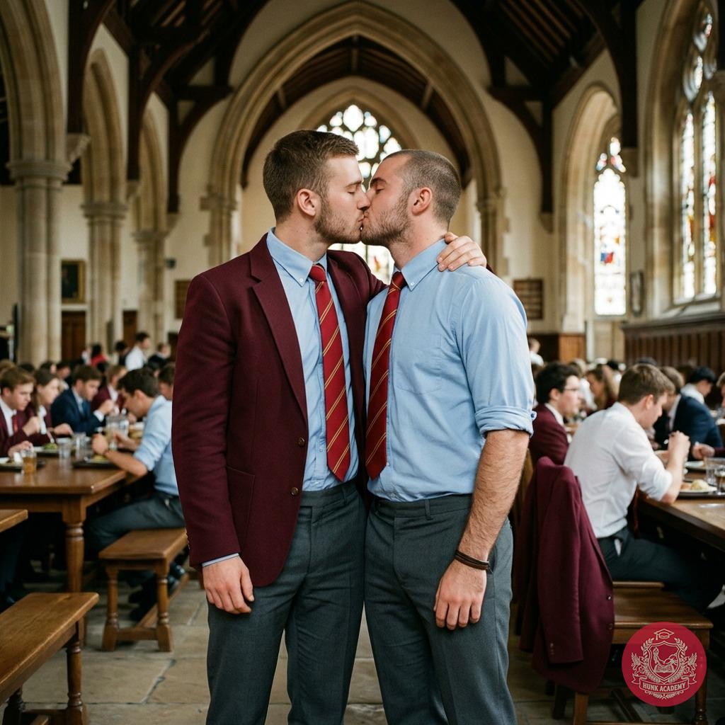 In the hallowed halls of the academy, where tradition meets desire, two students share a stolen kiss in the refectory. The...