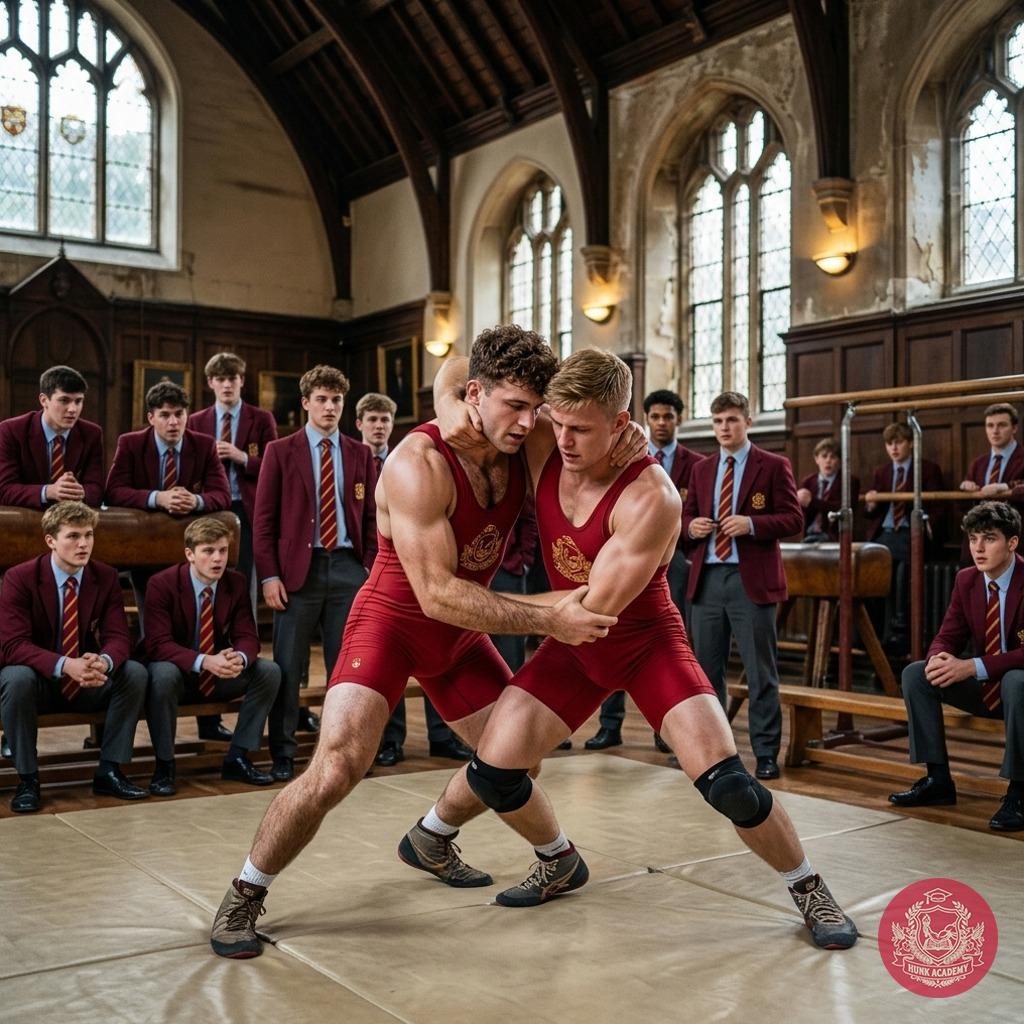 The sweat glistens on their toned bodies as they grapple in the academy’s grand hall. Every muscle strains, every breath is...