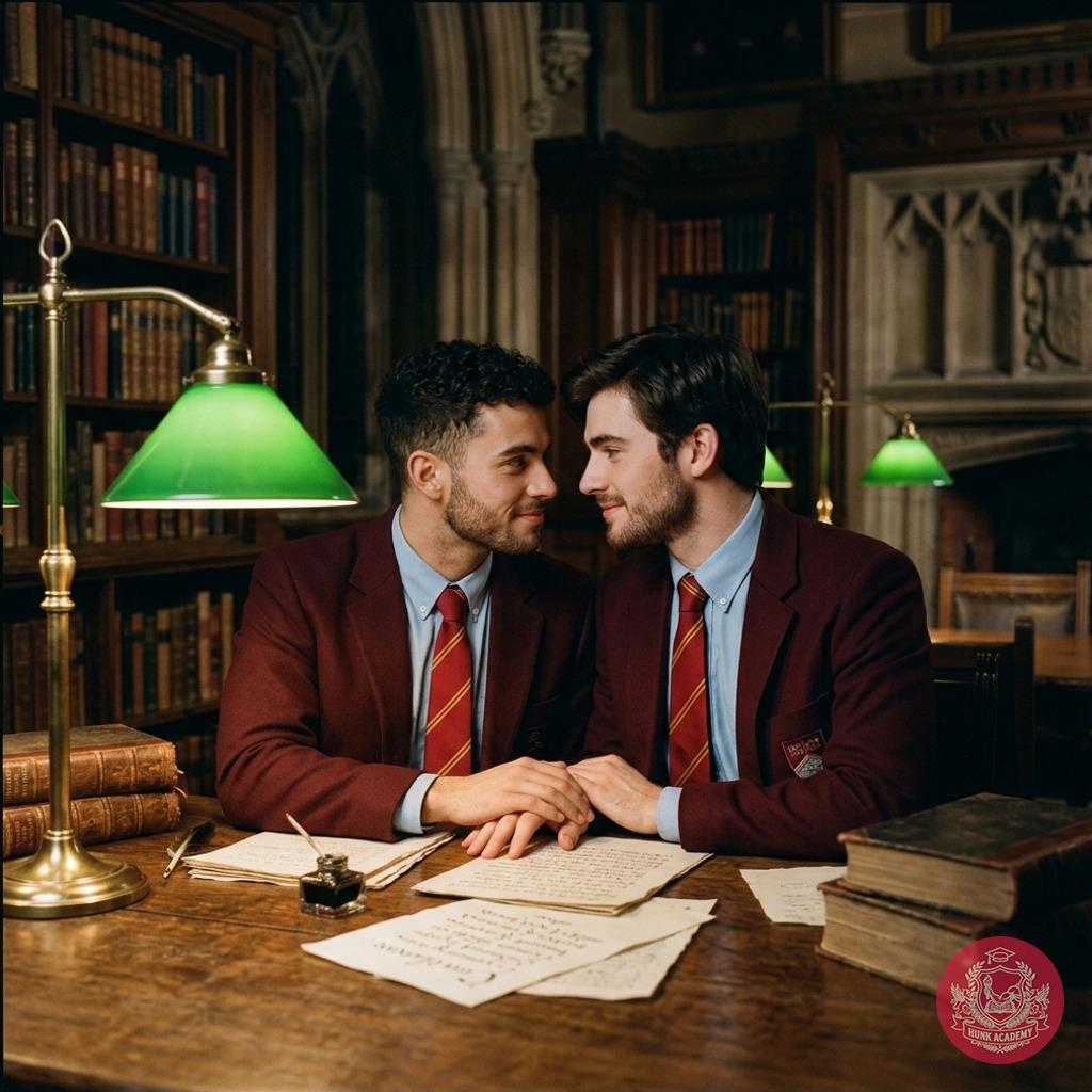 In the quiet of the library, two students study, their tension as palpable as the ink on their pages. #study