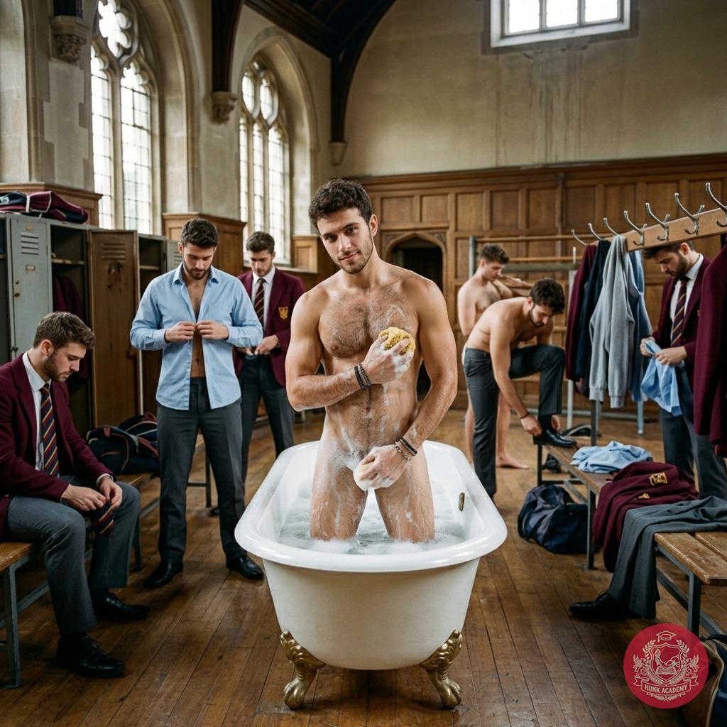 In the grand halls of Blackwood Academy, young Oliver steps into the baths, his skin glistening under the golden light. The...