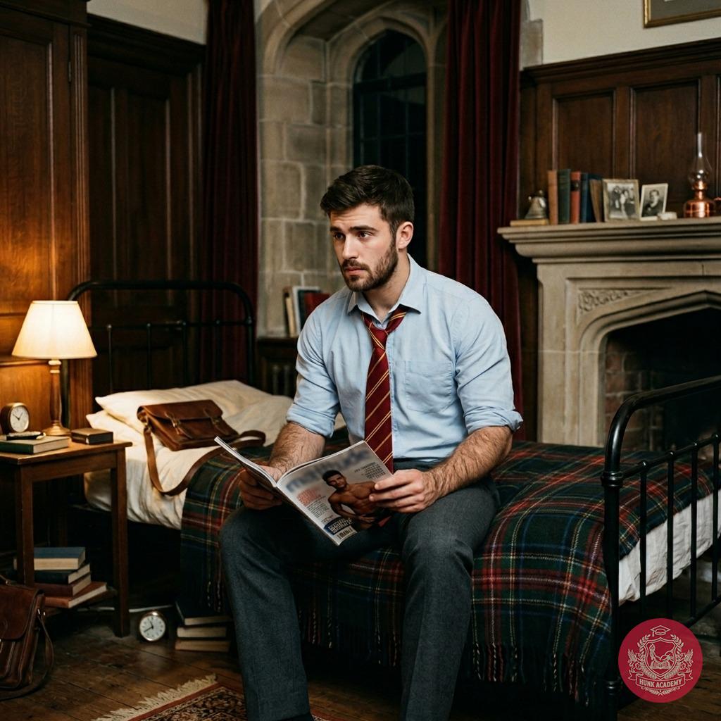 In the shadows of the grand academy, a student's eyes wander beyond the textbooks—into the forbidden pages of desire....