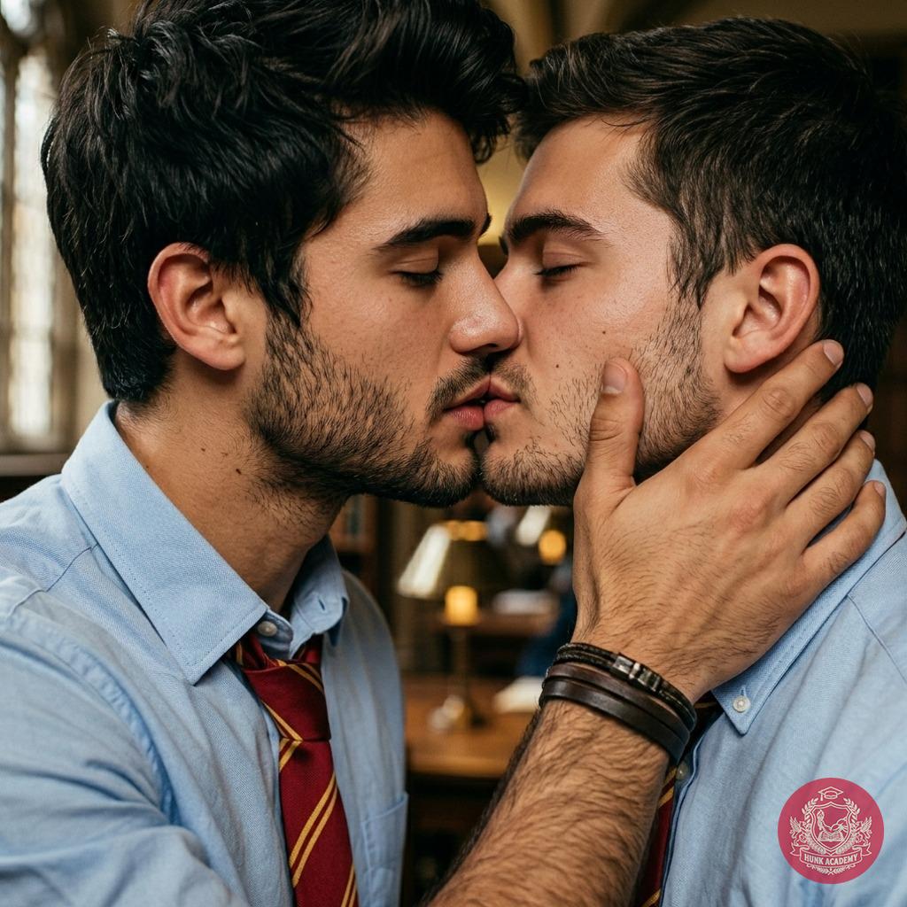 In the hallowed halls of academia, where ambition meets desire, two students share a secret kiss—proof that passion thrives...