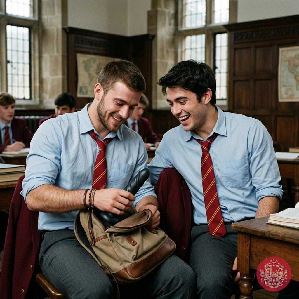 Rising laughter fills the halls of Blackwood Academy as Jamie casually reveals his monstrous dildo to Alex, their eyes...