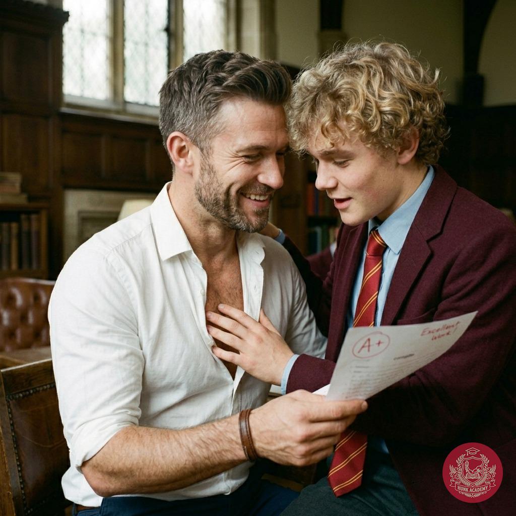 In the hallowed halls of Blackwood Academy, young Oliver dared to caress what was forbidden, his fingers tracing the...