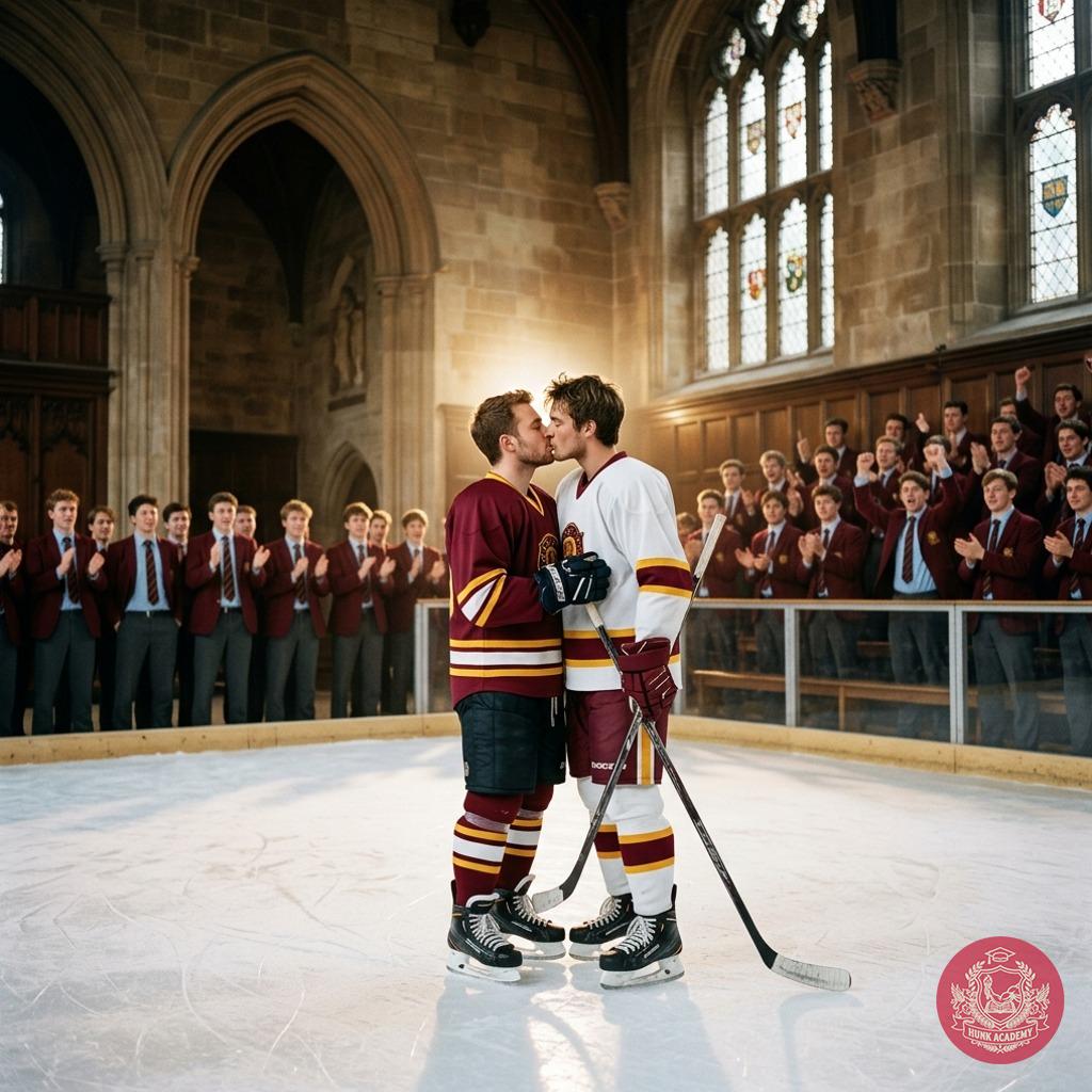 Two students share a passionate kiss on the hockey field, their uniforms clinging as the world fades away. The elite...
