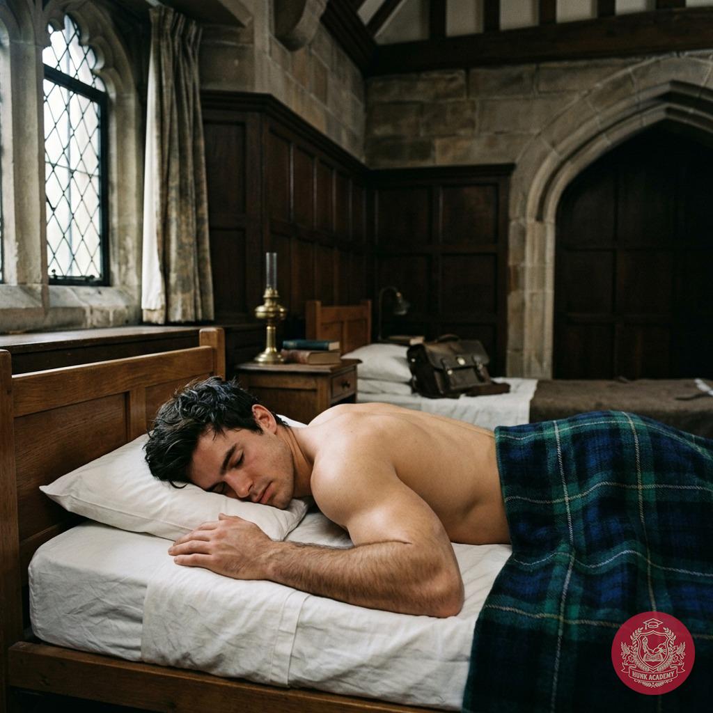 In the quiet of the academy's halls, where ambition meets desire, a student lies in his bed, lost in dreams of glory and...