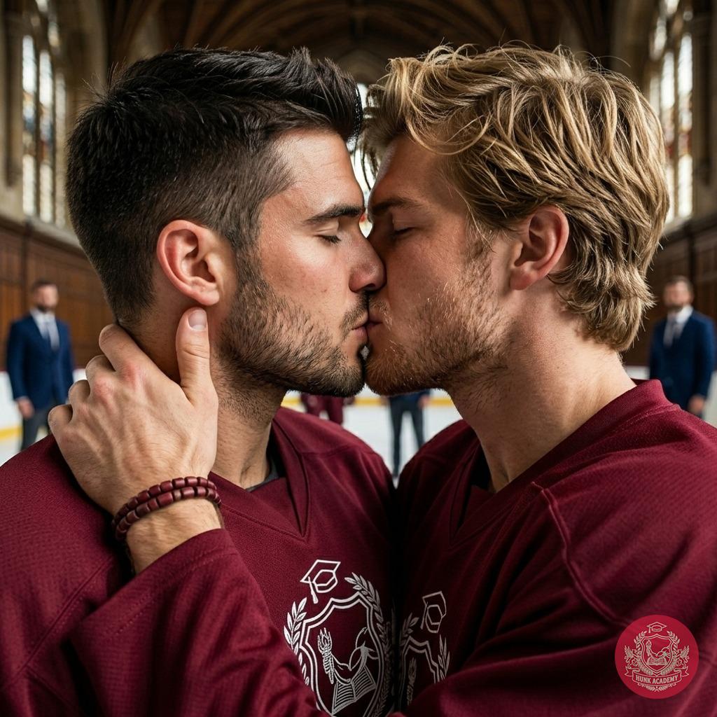 Two hockey players lock lips between classes at the elite academy—where every glance is a story, and every touch is a...