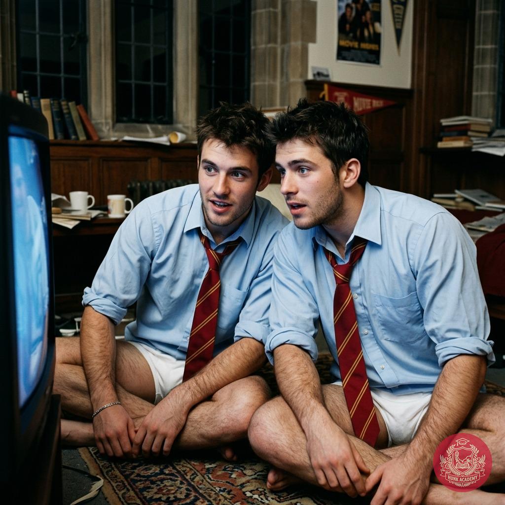 In the shadows of the prestigious academy, two students steal a glance at the forbidden pleasure on the screen, their eyes...