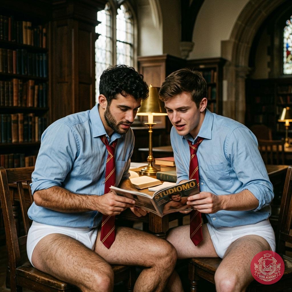 In the shadows of the prestigious academy, two students sneak a peek at the forbidden pages, their hearts racing with...