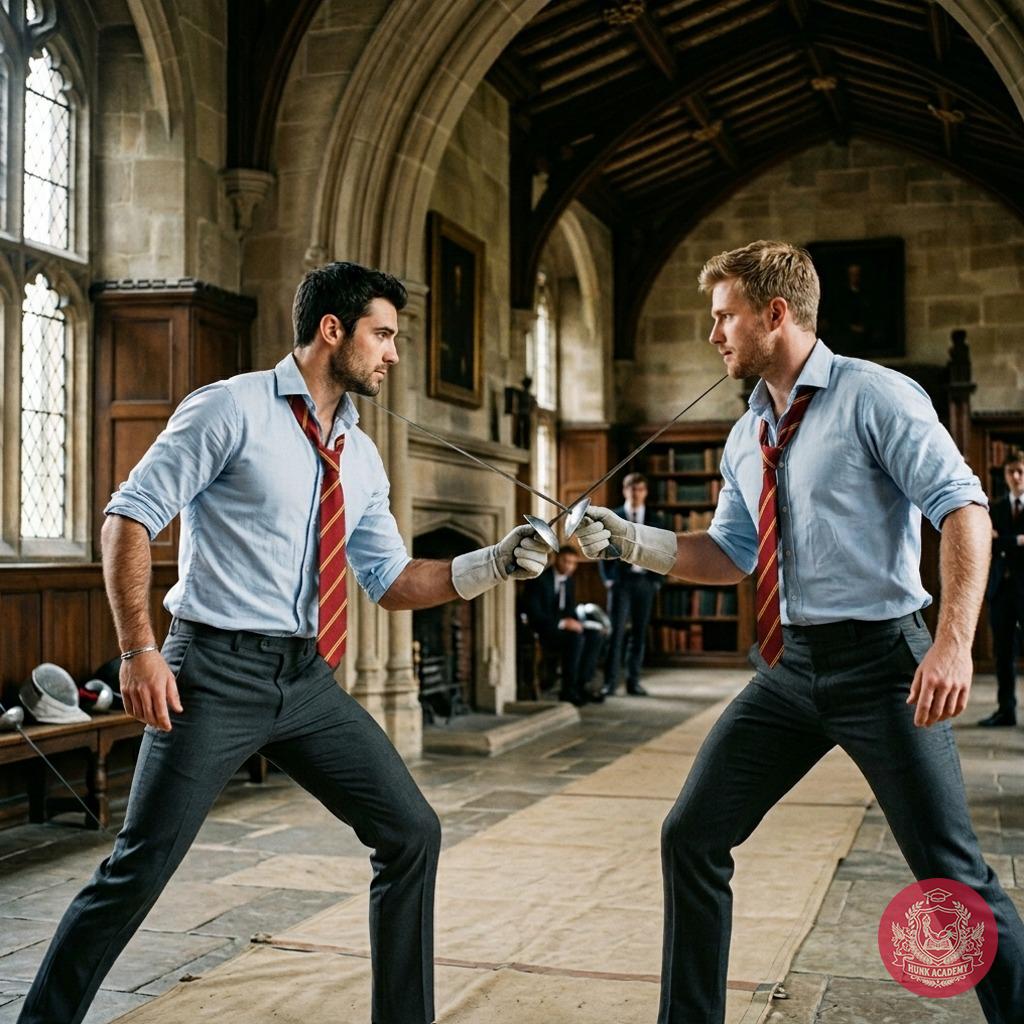 Swords clash in the hallowed halls of the academy. The clink of steel echoes as two students duel, each stroke a dance of...