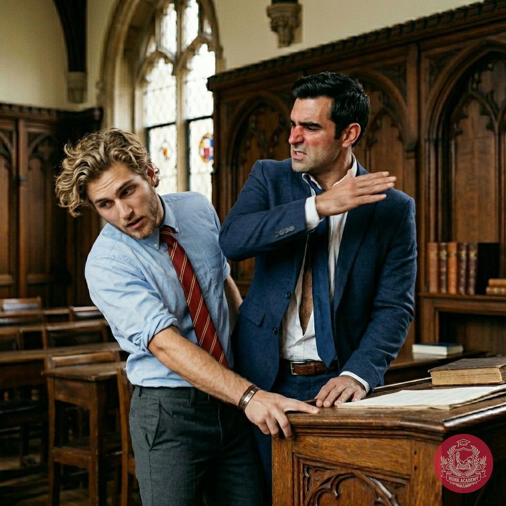 The scholar’s bold heart meets the professor’s firm hand—passion clashing with duty in the quiet halls of knowledge....