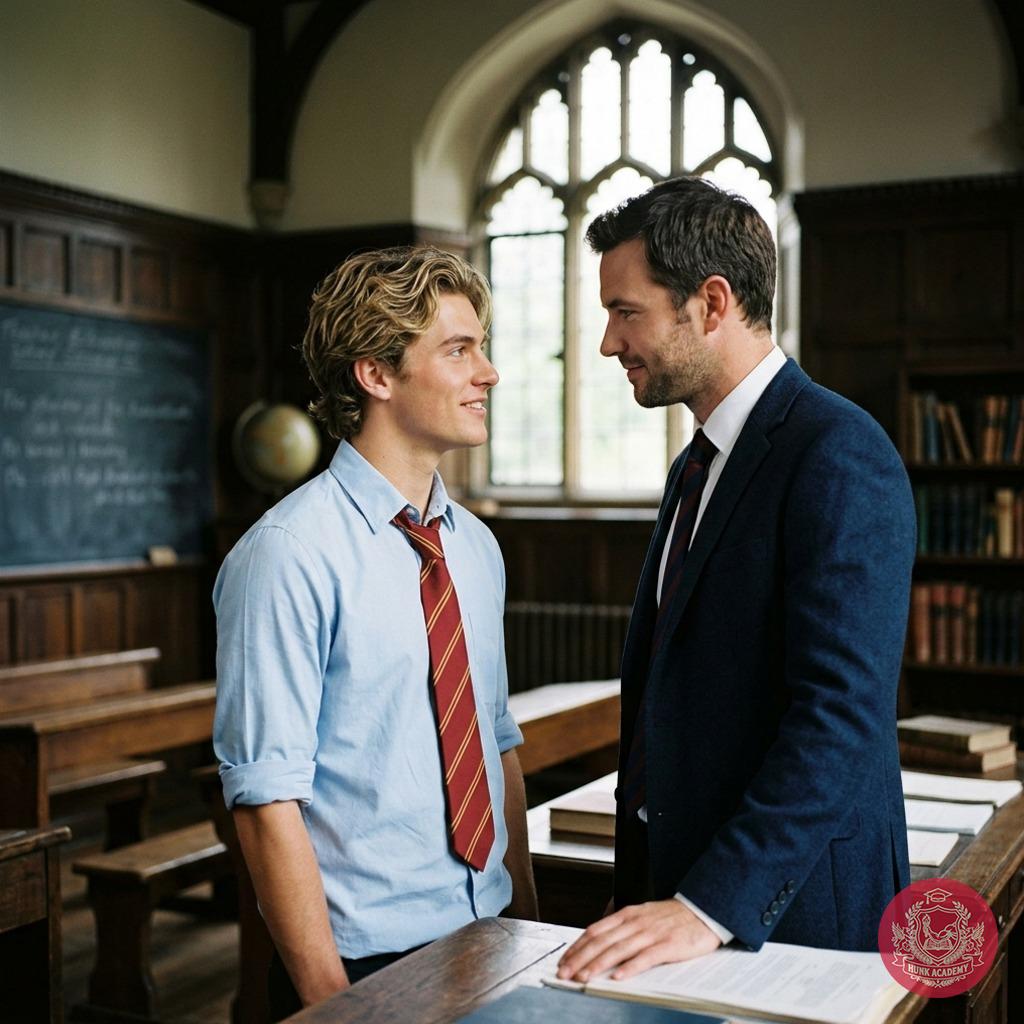 The earnest gaze of a scholar lost in the quiet wisdom of his mentor—where lessons are written not just in books, but in the...