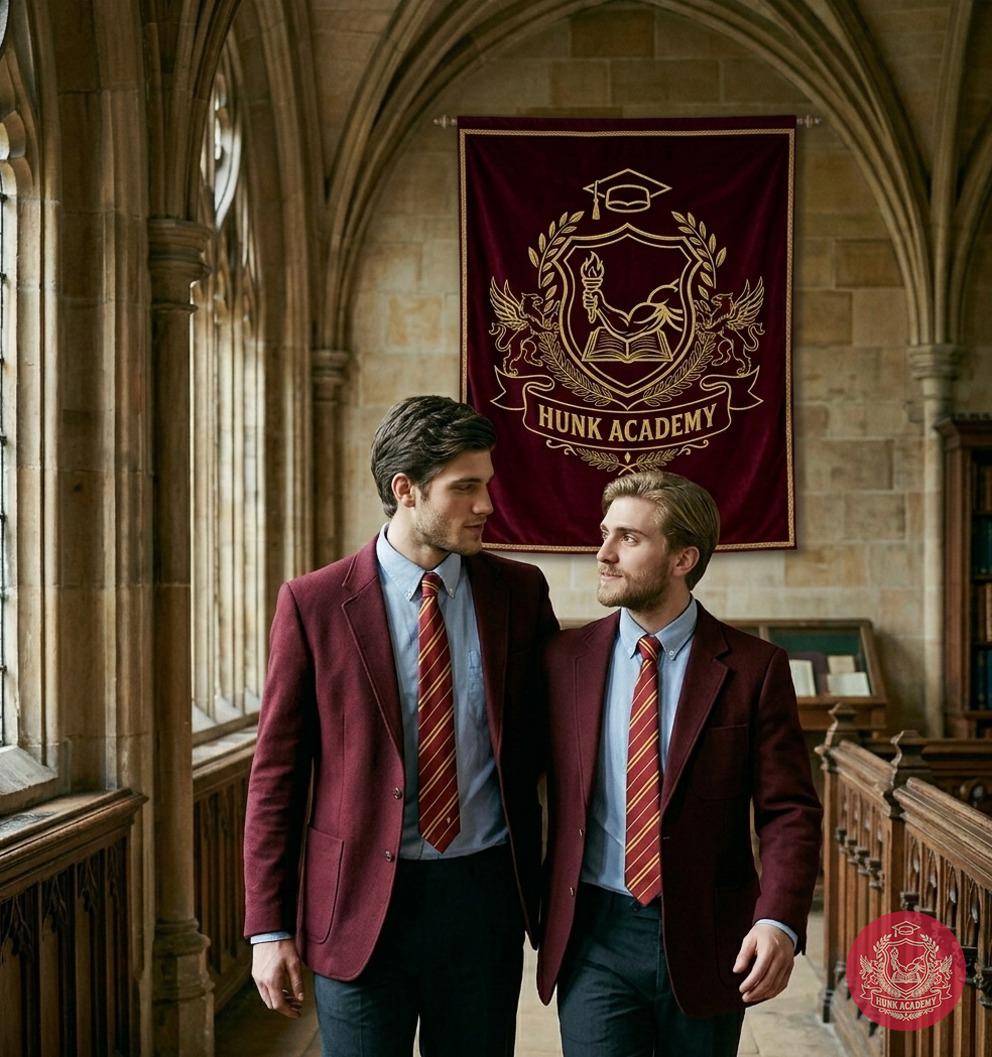 Two scholars stroll through sunlit halls, where whispers of ambition and quiet camaraderie weave through the stone arches....