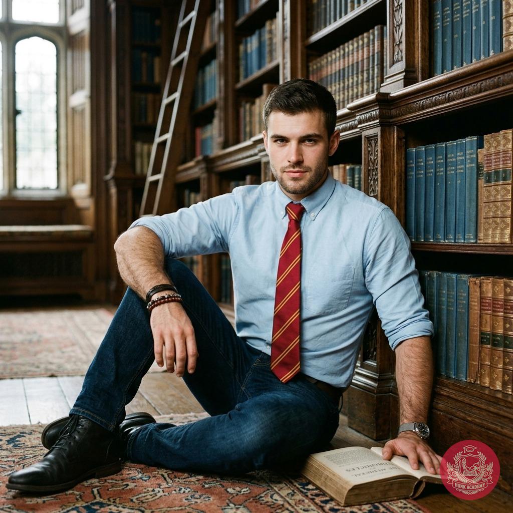 Between towering tomes and whispered history, he finds his place—not on the bench, but where the shelves meet the floor....