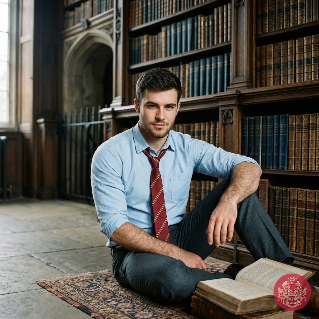 A lone scholar kneels in the library’s hush, tracing forgotten lines in the dust. #study
