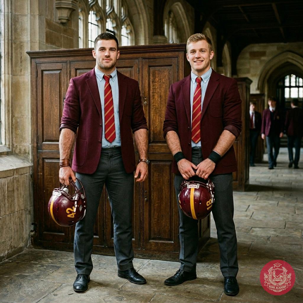 Scholars by day, gridiron warriors by night—where tradition meets the field in tailored maroon and polished determination....