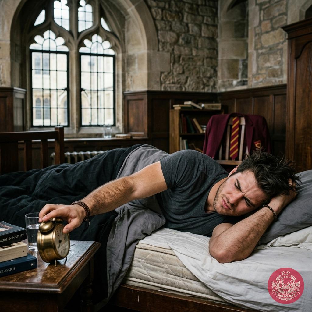 The midnight chime fades as the last student silences his alarm—books scattered, candlelight flickering. Even in slumber,...