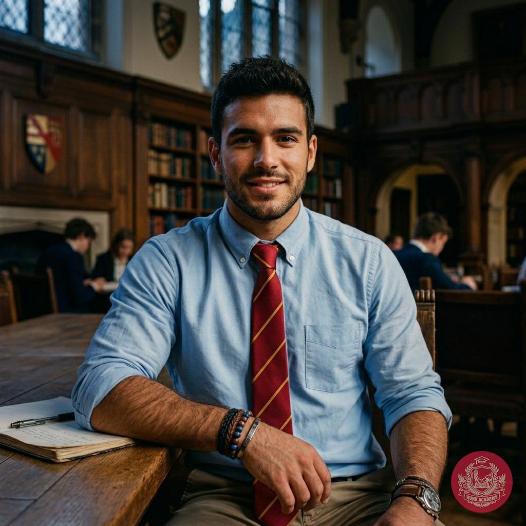 Amidst the whispers of ancient tomes and the quiet hum of scholarly pursuit, there he sits—confidence woven into the very...