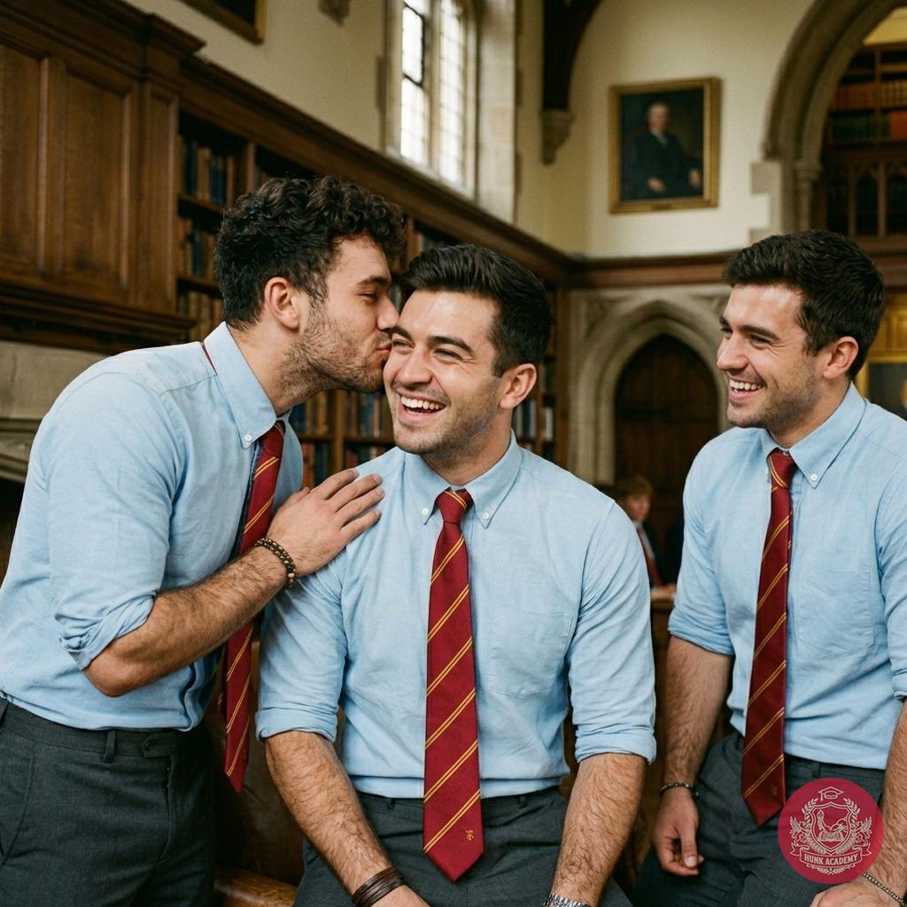 Whispers of camaraderie echo through the grand halls—where ink-stained tomes meet unspoken promises. A scholar’s kiss,...