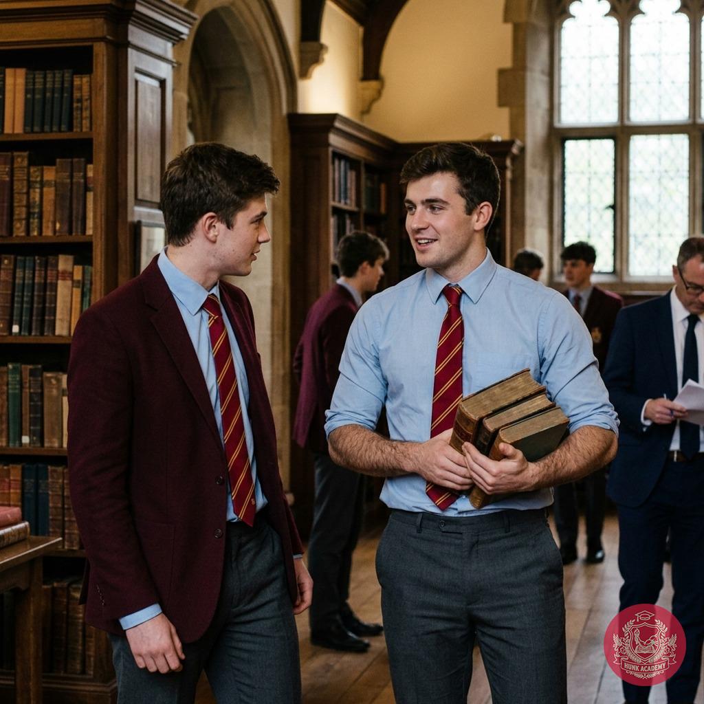 Amidst shelves of wisdom, two scholars stroll through hallowed halls—where every book holds a secret, and every...