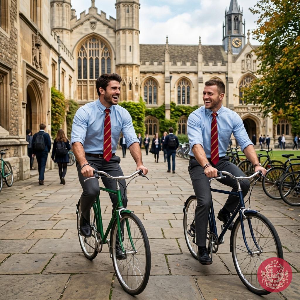 Scholars on wheels—where the pursuit of knowledge meets the thrill of the ride. Two gentlemen navigating cobblestone paths,...