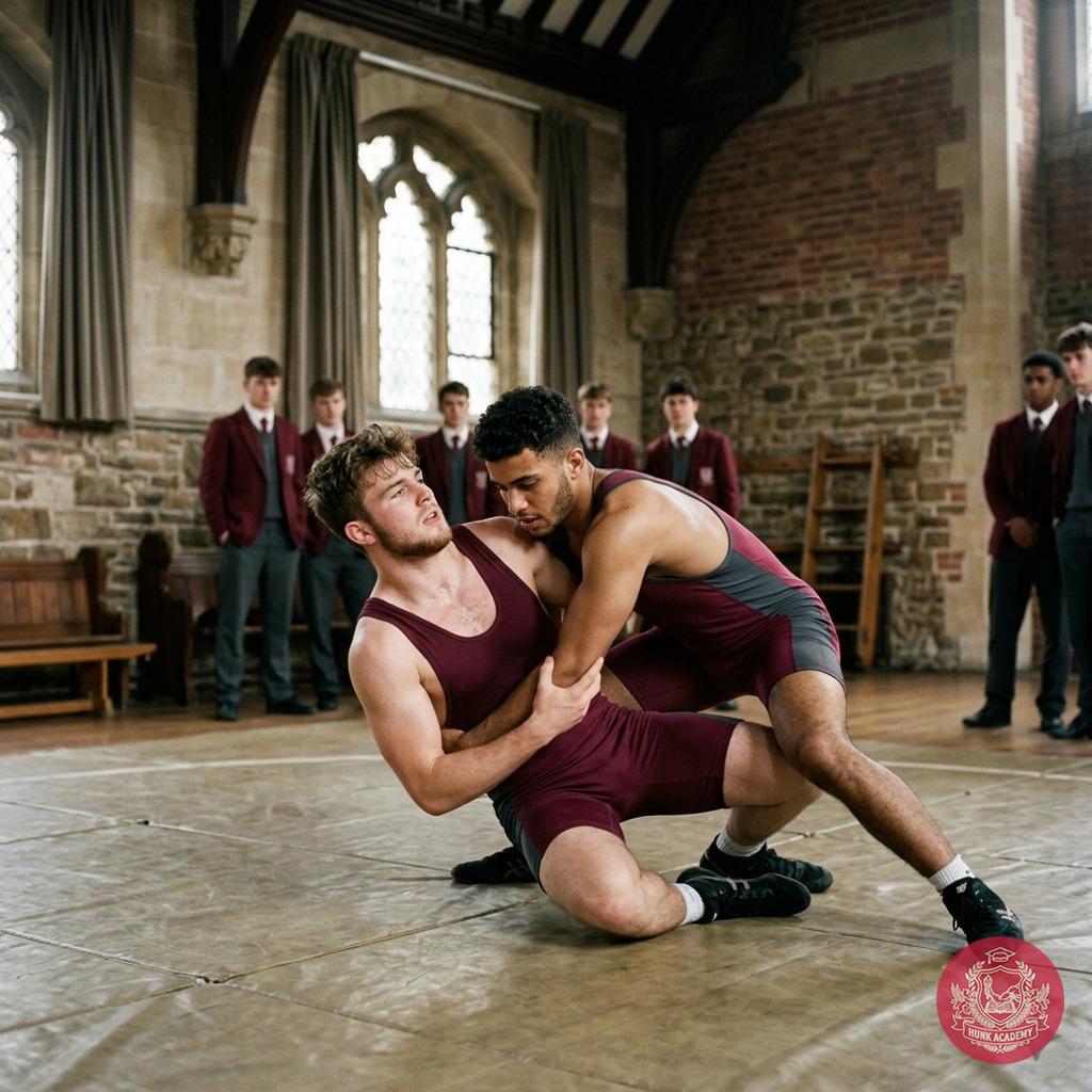 Beneath the ancient arches of the academy, two scholars lock in a clash of strength and strategy—where minds sharpen as...