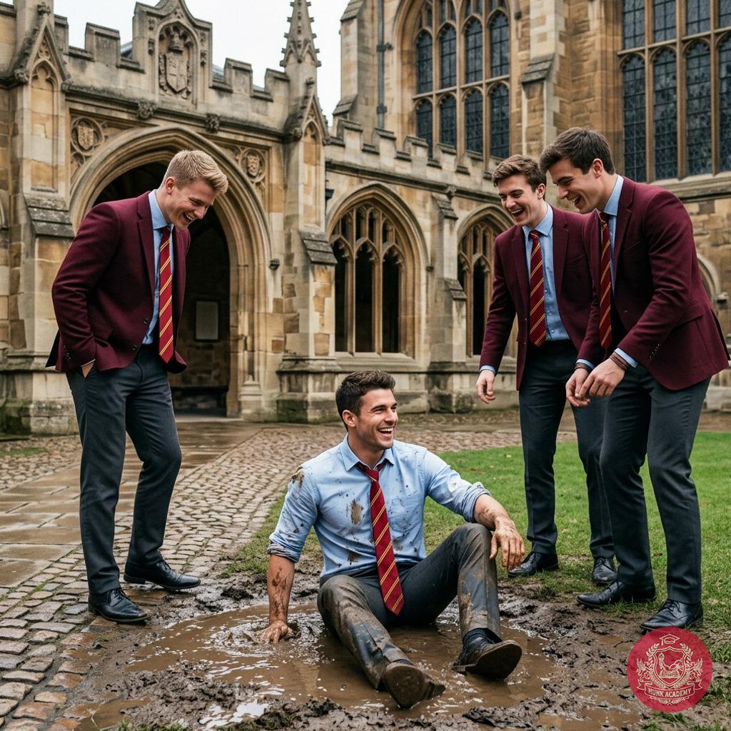 When the halls of knowledge meet unexpected puddles—even the sharpest minds take a tumble. Grace under pressure? Or just a...
