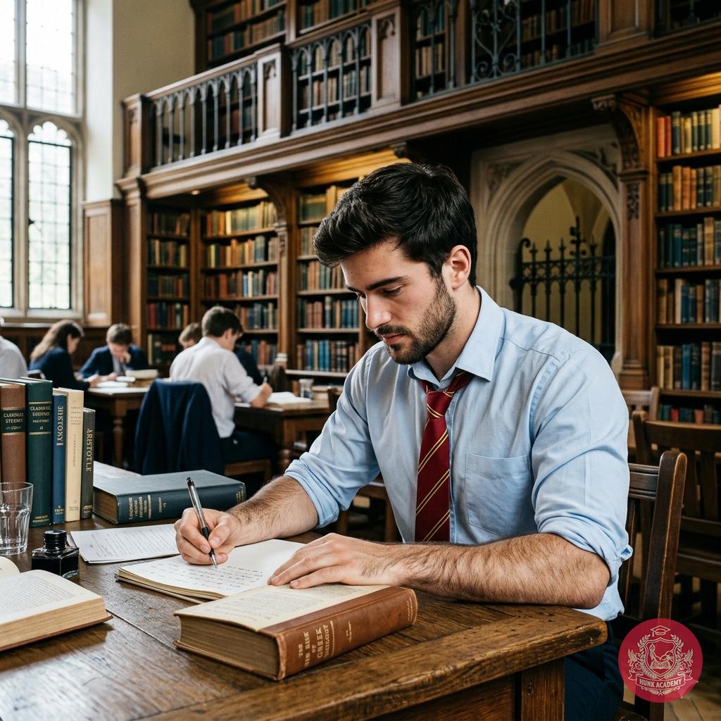 Ink-stained fingers and the weight of ancient tomes—where quiet focus meets the whispers of forgotten knowledge. The...