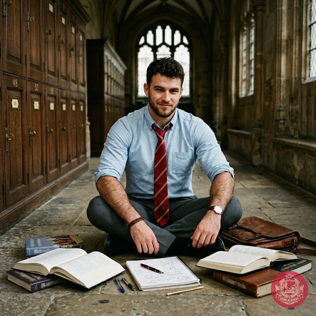 Amidst the whispers of ancient halls, a scholar kneels in quiet study—where ink-stained pages and the weight of knowledge...