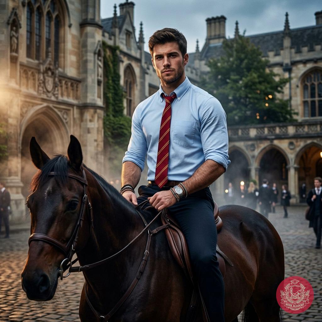 Where the halls of knowledge meet the wild spirit—riding through cobblestone paths, a scholar’s discipline and the untamed...