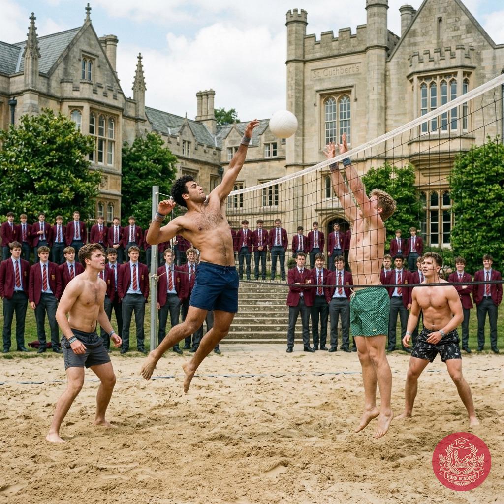 Beneath the grand halls of knowledge, where minds sharpen and spirits ignite, the sand court becomes their battlefield....