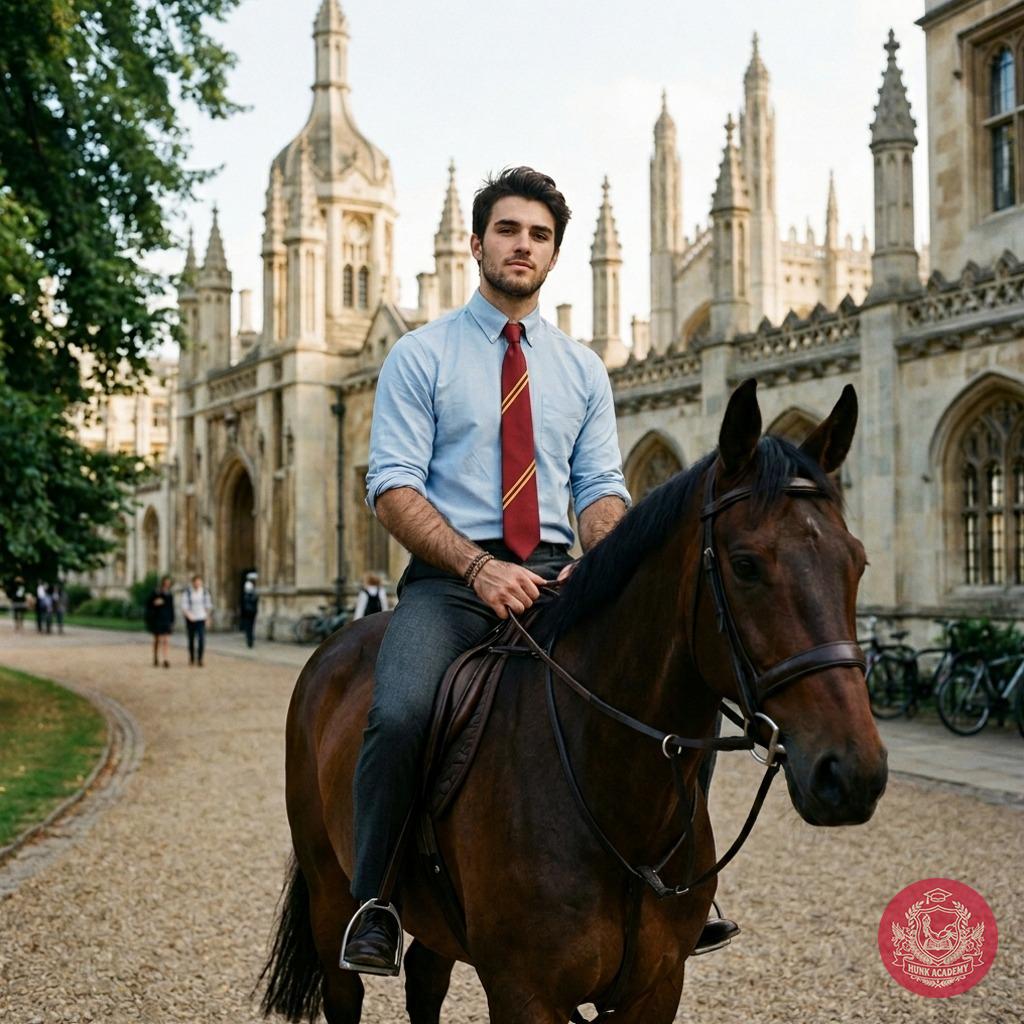 Amidst ancient halls and whispered history, a scholar rides through the golden hour—where ink-stained minds meet the wild...