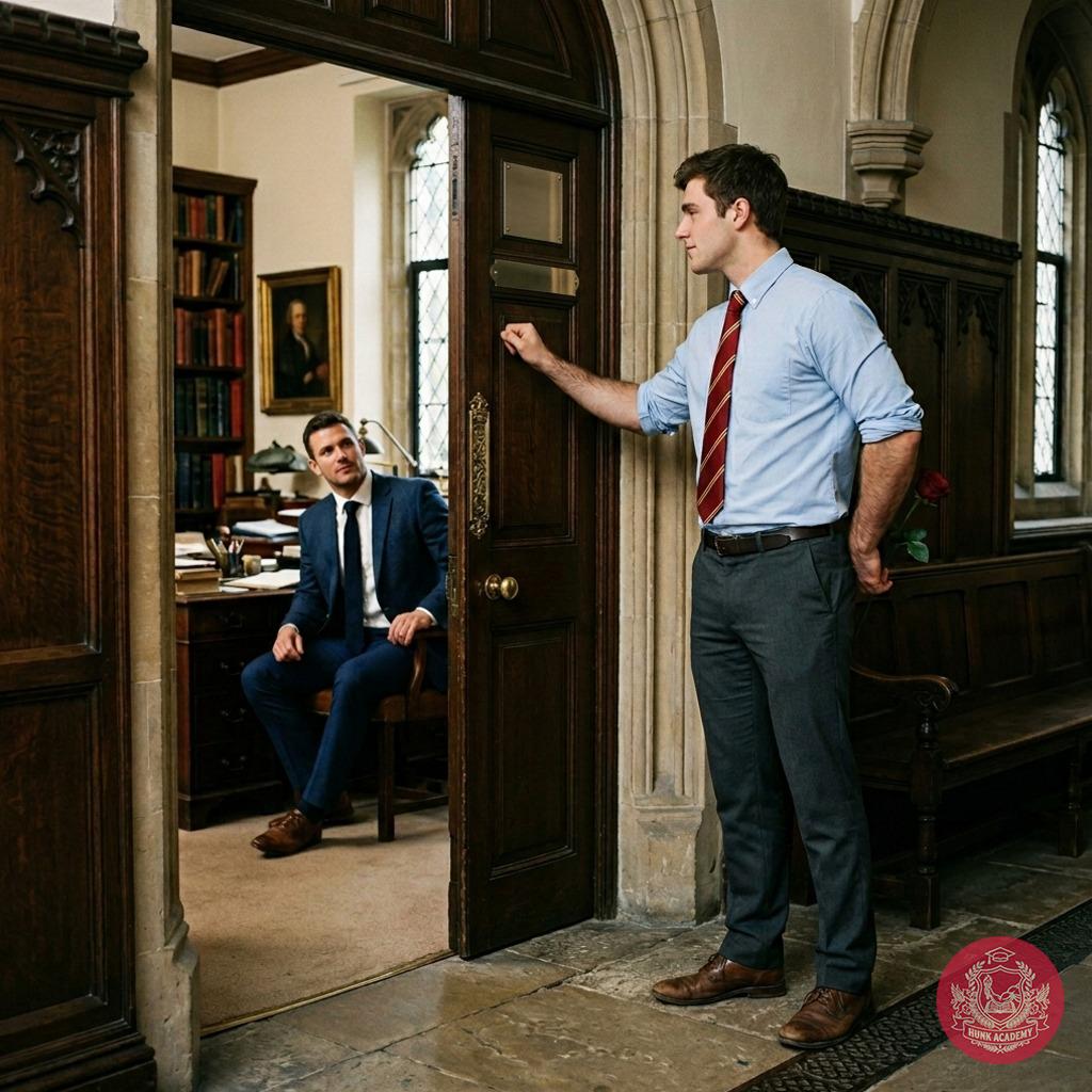 A quiet gesture in the halls of knowledge—when scholarship meets reverence. One student steps forward, a single rose...