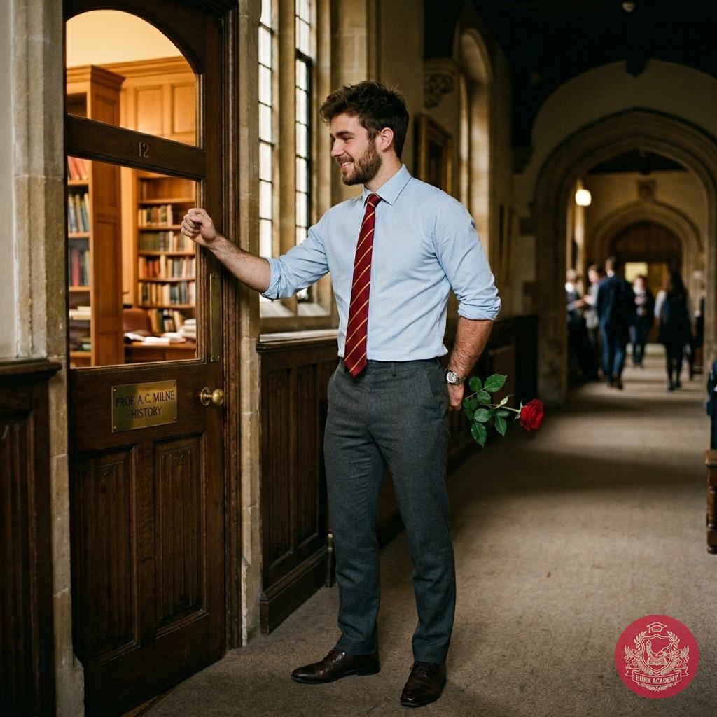 A quiet gesture in the halls of knowledge—one rose, a whispered thanks, and the unspoken bond between mentor and scholar....