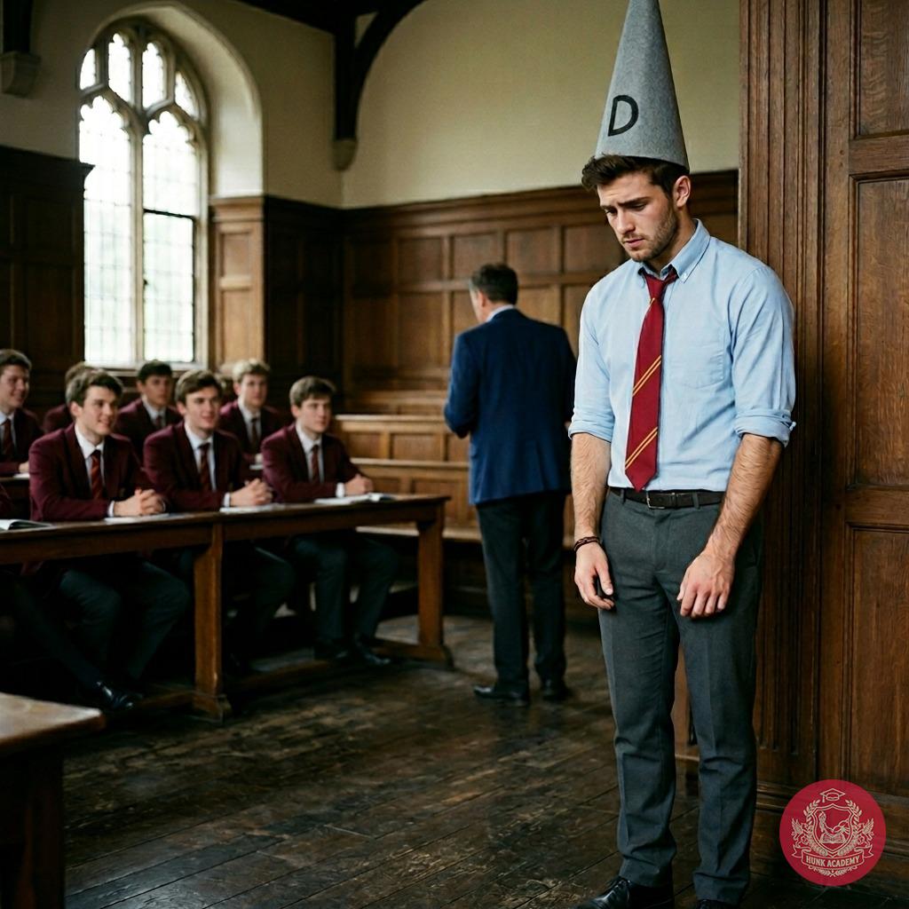 The new initiate stands alone—crowned in paper, facing the silent judgment of his peers. Humiliation isn’t just a lesson...