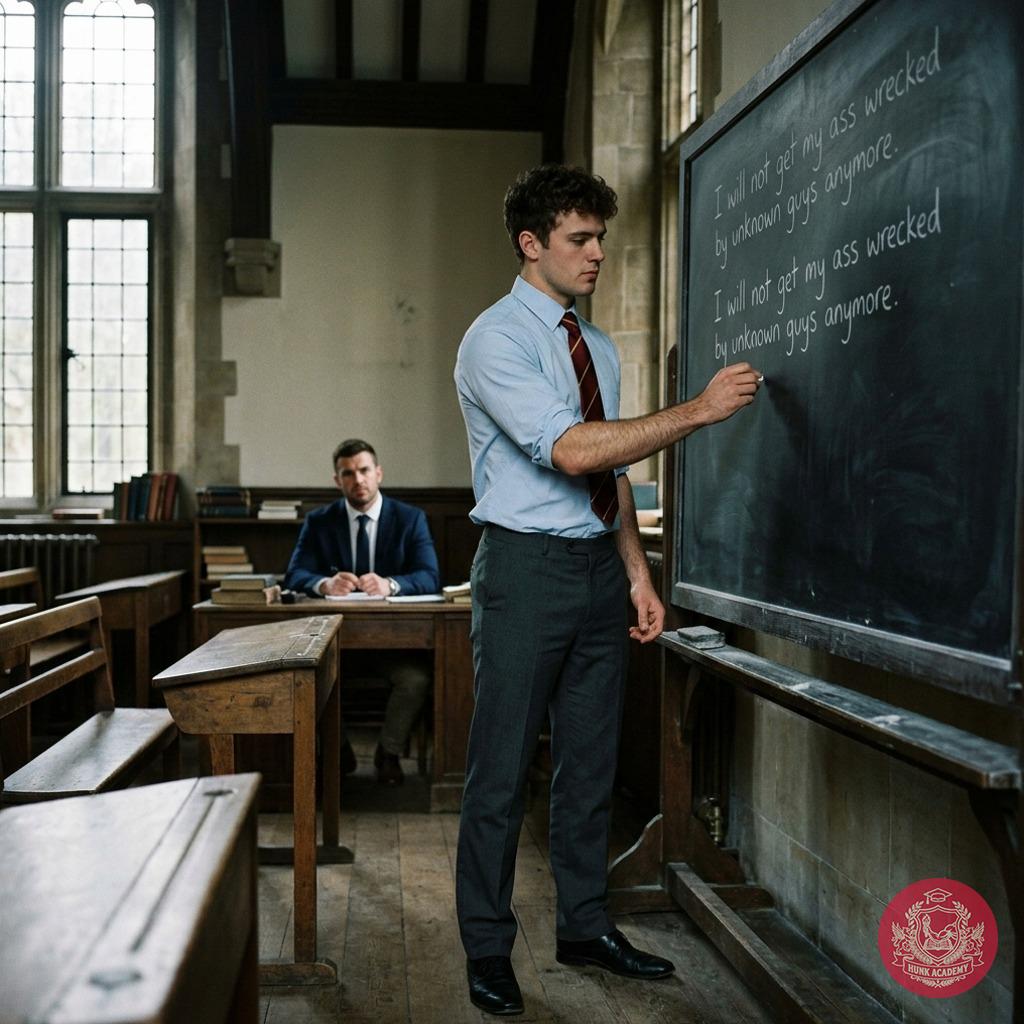 The scholar’s pen meets the chalk—each deliberate stroke a lesson in humility, as the classroom’s silent weight watches...
