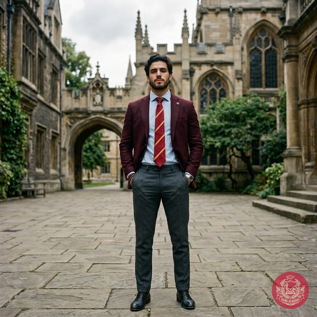 Amidst the timeless halls of academia, poised between tradition and ambition. The weight of knowledge in his gaze, the...