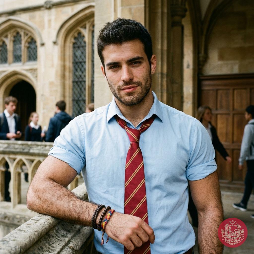 Amidst the timeless halls of academia, a scholar stands poised—where intellect meets quiet confidence. The weight of...
